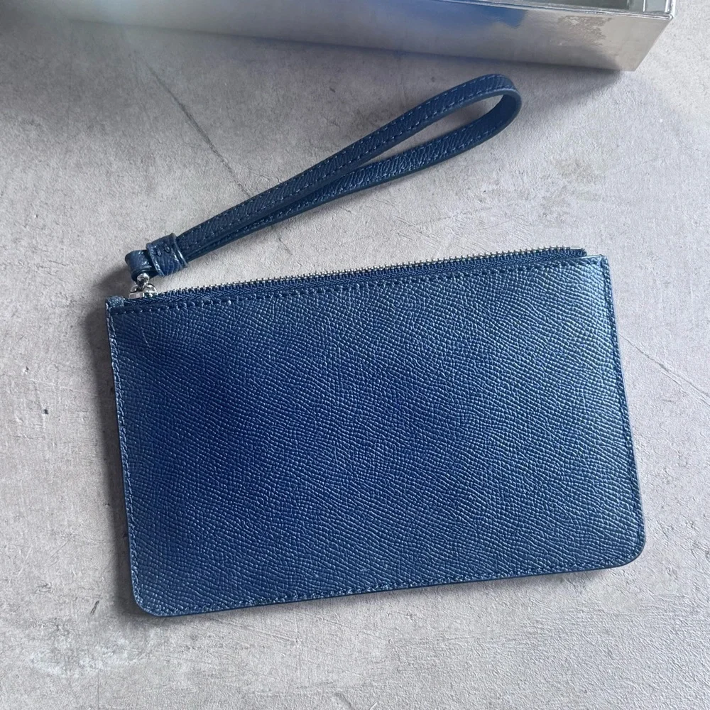 NIB Coach Sparkling Navy Blue Midnight Wristlet 4” x 7” Glitter Collection $85